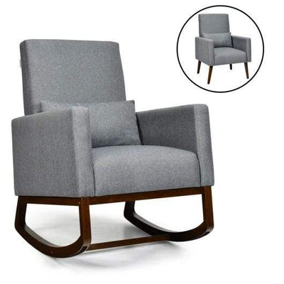 Starwood Rack Health & Beauty 2-in-1 Fabric Upholstered Rocking Chair with Pillow-Gray
